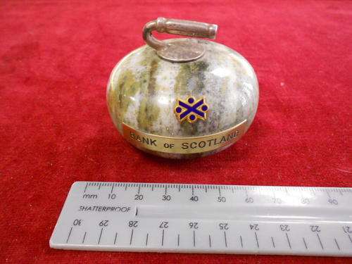 Marble paperweight with Bank of Scotland name plate - CRAZY R1 AUCTION