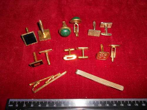6 Pairs of Cufflinks and 2 tie clips - as per scan