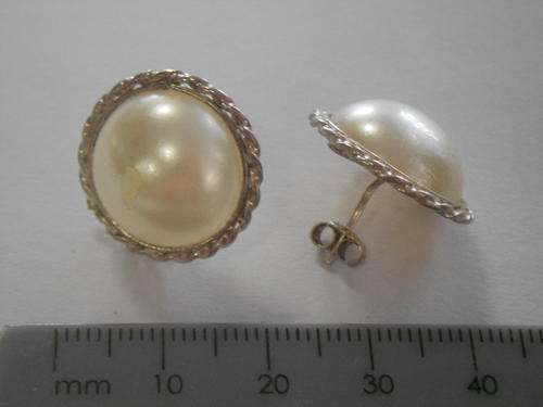 Pair of sterling silver earrings with immitation pearls, one has been chipped - REDUCED
