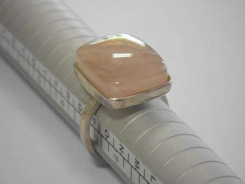 Vintage Silver ring with rose quartz, size P - Price reduced by 50%