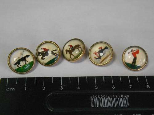Set of 5 antique buttons with pictures PRICE REDUCED