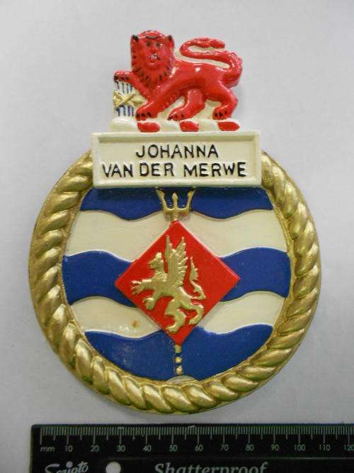 SA Navy ''JOHANNA VAN DER MERWE'' ships plaque, plaster of paris - as per scan