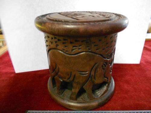 Wooden carved coaster in wooden carved box CRAZY WEDNESDAY