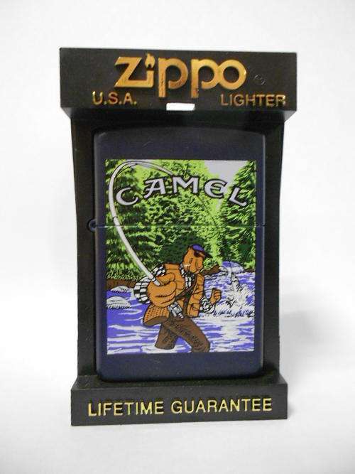 Camel Fishing ZIPPO, matte blue in Zippo case - as per scan