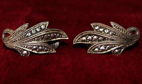 STUNNING VINTAGE STERLING SILVER & MARCASITE EARRINGS @@@ CRAZY R1 START