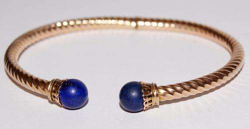 STUNNING ANTIQUE 9ct GOLD AND LAPIS LAZULI BANGLE 9g---> GOLD VALUE R1502.00 @@@ CRAZZYYY R1 START