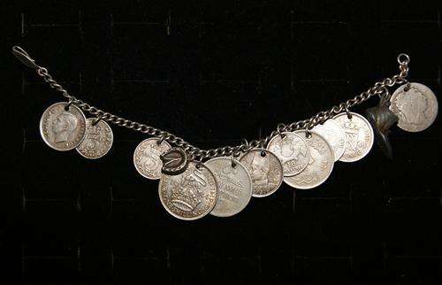 STUNNING OLD SILVER COIN BRACELET--->@@@ CRAZZYYY R1 START