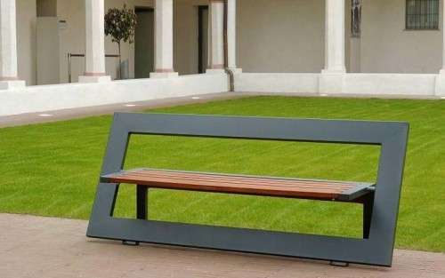 Steel and Wood Bench - powder coated steel