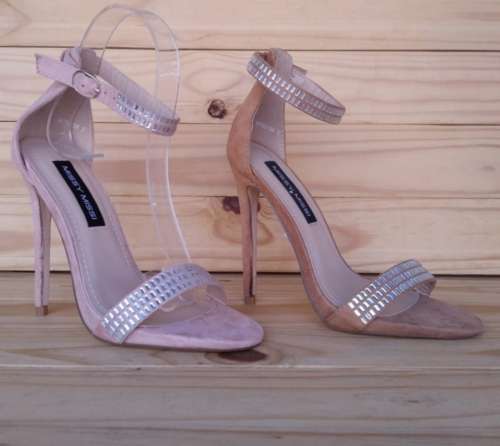 STILETTO HEELS Size 6 Charming Open Toe Ankle Strap  - Size 6 in Mink Only