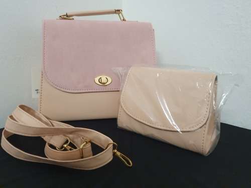 *Stunning* 2 Piece Handbag Suede Material with Inner Smaller Purse MINK