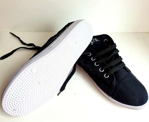 Navy Size 7 & 8 NAVY ONLY Casual Ladies Canvas Sneaker Shoes with Lace - Size 7 and 8 Only (NAVY)
