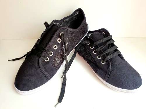 Navy Size 7 & 8 NAVY ONLY Casual Ladies Canvas Sneaker Shoes with Lace - Size 7 and 8 Only (NAVY)