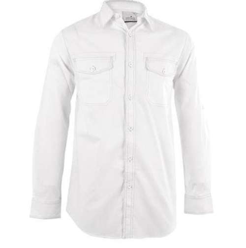 Size (M) Medium Mens Stylish White long sleeve Shirts - White  - M