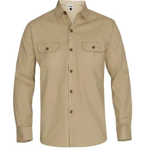 4XL Mens Long Sleeve Safari Shirt  STONE XXXXL