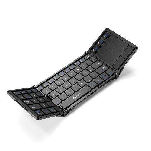 Bluetooth Keyboard, iClever Folding Keyboard with Sensitive Touch Pad (Sync Up to 3 Devices), Pocket