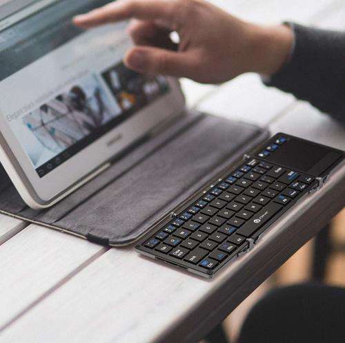 Bluetooth Keyboard, iClever Folding Keyboard with Sensitive Touch Pad (Sync Up to 3 Devices), Pocket