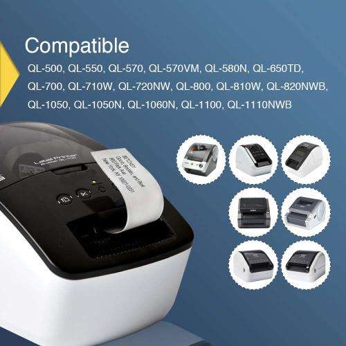 BETCKEY - 10PK Compatible Brother DK-2205 Continuous Length PaperTape Labels 62mmx30.48m(2-3/7"x100'