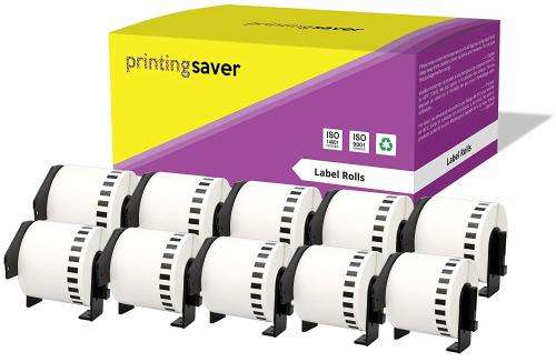 10 Compatible Rolls DK22205 DK-22205 62mm x 30.48m Continuous Address Labels for Brother P-Touch QL-