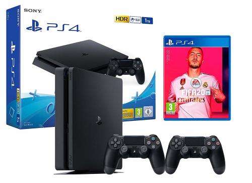 PlayStation 4 Slim - Console 1TB Storage incl. FIFA 20 + 2 Dual Shock Controller