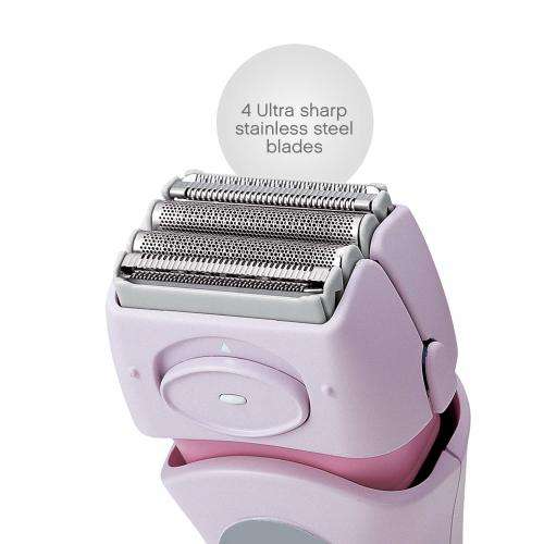 Panasonic Electric Shaver for Women, Cordless 4 Blade Razor, Close Curves, Bikini Attachment,