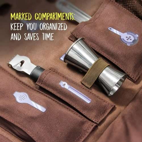 Barillio Bartender Bag Travel Bartender Kit Bag with Bar Tools | Professional 17-Piece Bar Tool Set