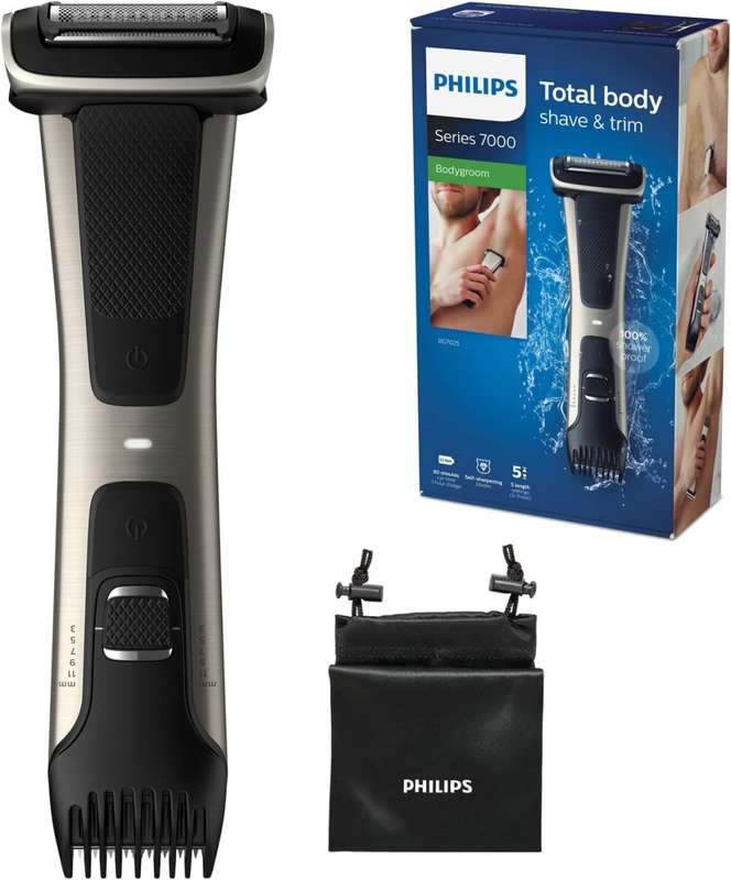 Philips BG7025/15 Waterproof Body Trimmer, Shaver with 4D Contour Tracking