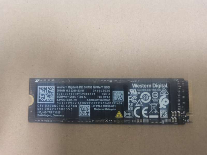 Western Digital WD 256GB SSD PC SN730 Black M.2 2280 PCIe Gen3 x4 NVMe