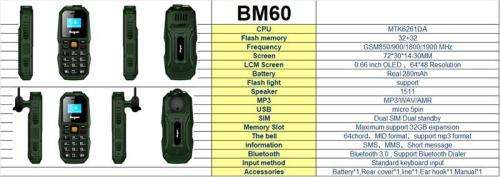 Mini Mobile Phone BM60 Black | Dual Sim Card | Memory Car | Torch Light | Heaven Star Tech