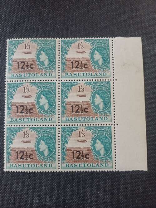 Basutoland - 1961 lovely mint block of 6 surcharges - good CV