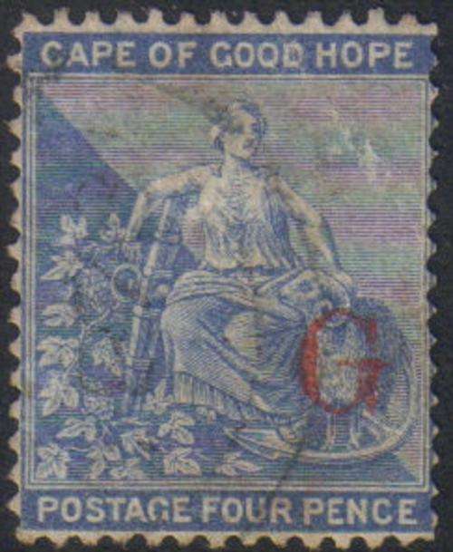 Griqualand West - SG7a - 4d Dull Blue with overprint type 1a FU