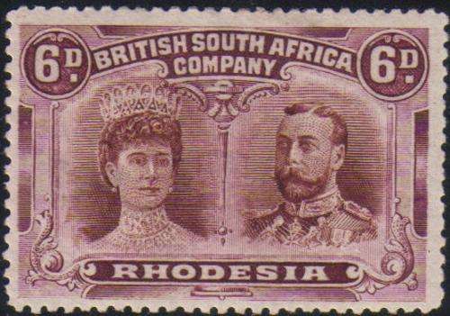 Rhodesia / BSAC 1910 6d Double Head MM