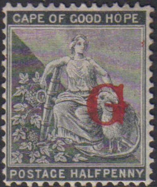Griqualand West - SG4c  1/2d Grey-black with overprint type 3 UNUSED