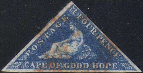 Cape of Good Hope - SG6a 4d Blue VFU with scarce red cancel