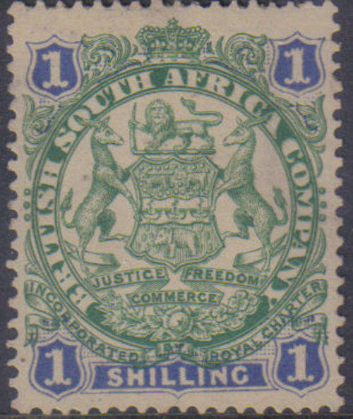BSAC / Rhodesia SG25 1/- Green & Blue Unused