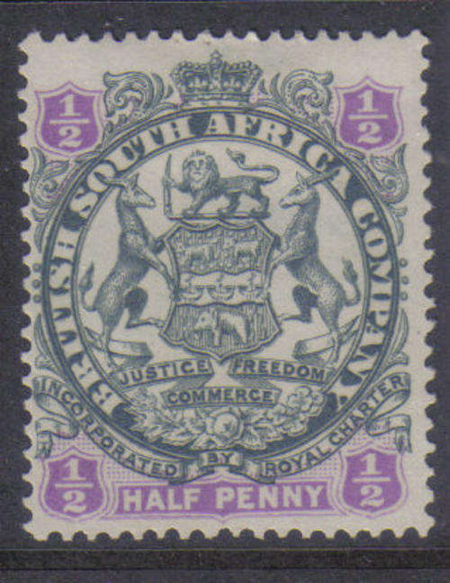 BSAC / Rhodesia : SG41 1/2d Slate & violet UNUSED