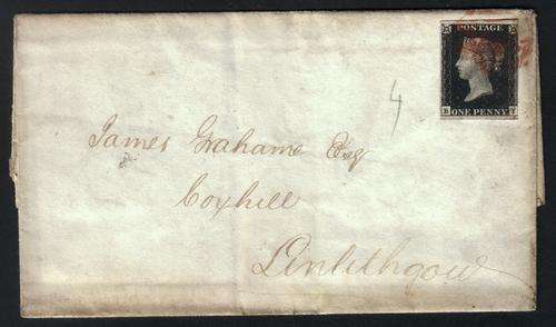Great Britain - QV - 1d BLACK ON COVER/ENTIRE - 24 AUG 1840