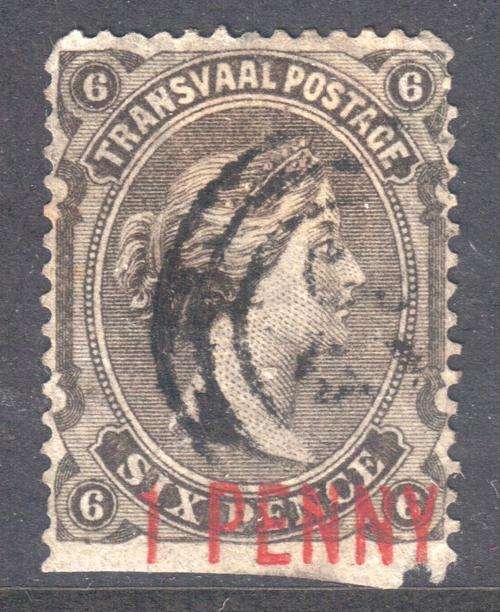 TRANSVAAL - 1879 : SG145a 1d on 6d SURCHARGE IN RED