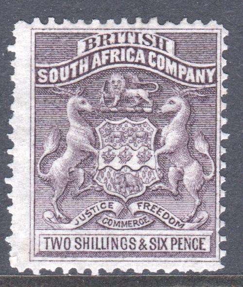BSAC / Rhodesia : SG6 2s6d Grey-Purple Blue MM
