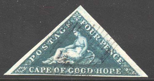 Cape of Good Hope : 1853 SG6 4d Deep Blue VERY FINE USED