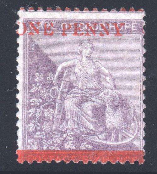 Cape of Good Hope : SG32 1d on 6d Deep Lilac - SUPERB MINT STAMP **RARE**