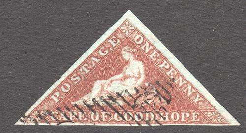 Cape of Good Hope : 1853 SG1a 1d Deep Brick Red , DEEPLY BLUED PAPER - EXCEPTIONAL USED EXAMPLE