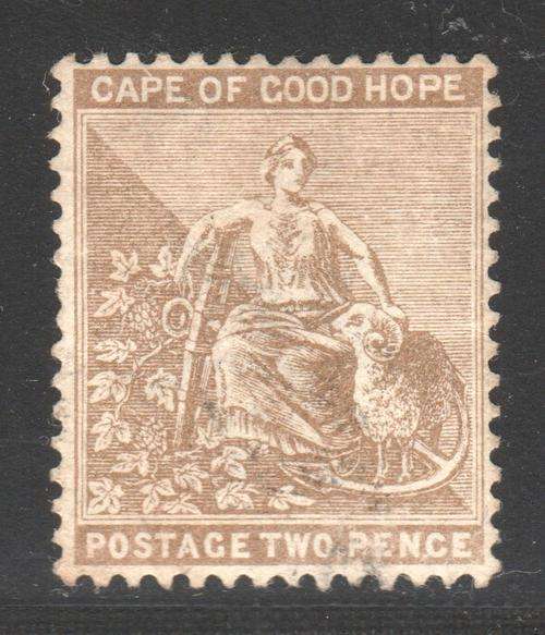 Cape of Good Hope : 1882 SG42w 2d DEEP BISTRE(WM Crown CA) - INVERTED WATERMARK SCARCE CV R7500