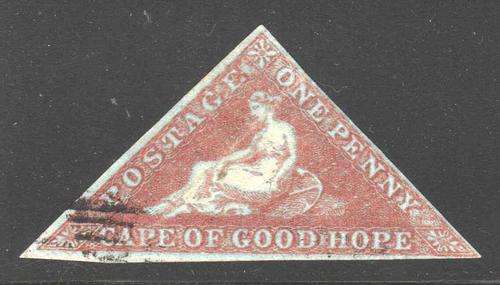Cape of Good Hope : 1853 Sg1 1d Deep Brick Red , deeply blued paper VFU