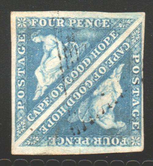 Cape of Good Hope : SG6a 4d  Blue SUPERB USED PAIR (White Paper) 4 GOOD TO LARGE MARGINS