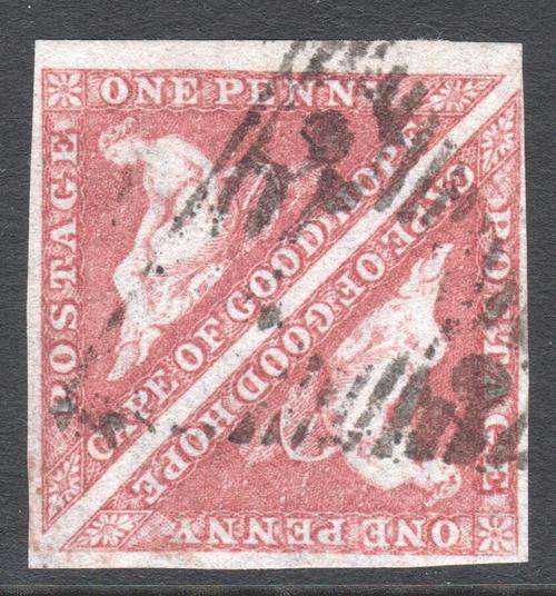 Cape of Good Hope : SG5b 1d DEEP ROSE - SUPERB USED PAIR - VERY SCARCE MULTIPLE