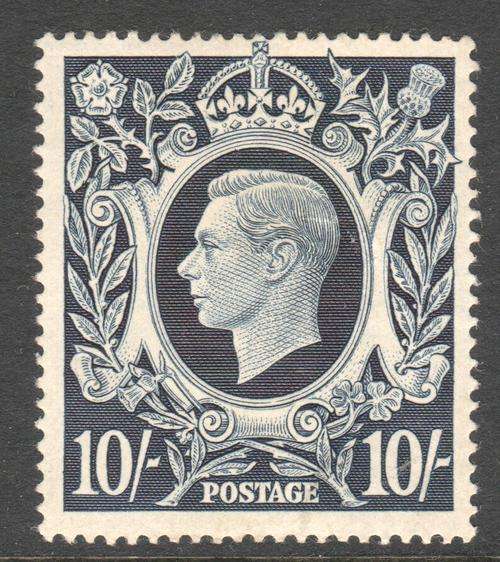 Great Britain - KGVI - SG478 10/- DEEP BLUE  VLMM