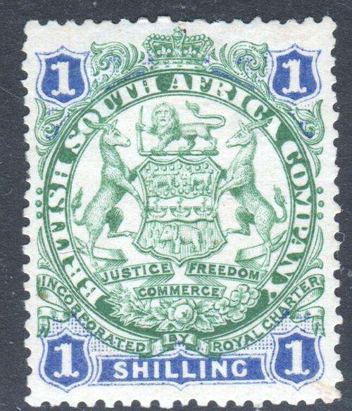 BSAC / Rhodesia : SG35 1/- Green & Blue - MM - CV £27