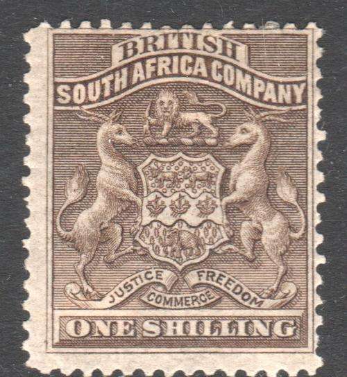 BSAC / Rhodesia : SG4 1/- Grey-brown MM CV £50(2017)