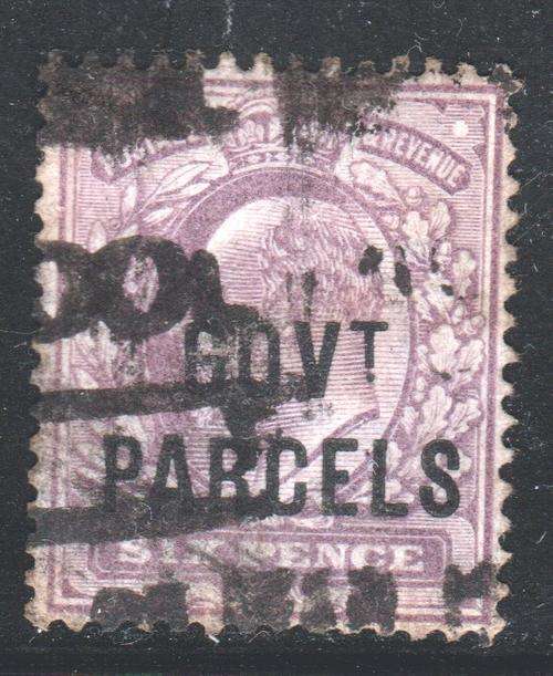 GB KEVII SG O76 6d Pale Dull Purple with `Govt Parcels` o/p