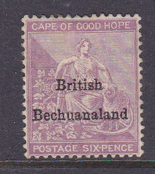 British Bechuanaland 1885 SACC7 6d Reddish Purple (WM ANCHOR) MM CV R4500